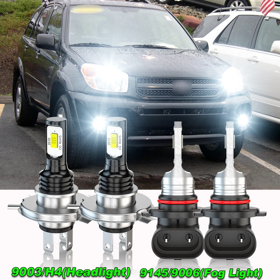 For 2001 2002 2003 2004 2005 Toyota RAV4 4X 6000K LED Headlight Bulb Fog Light - Image 1 of 4