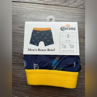 Corona Men's Boxer Brief - Navy and Yellow size Medium - Image 1 of 2