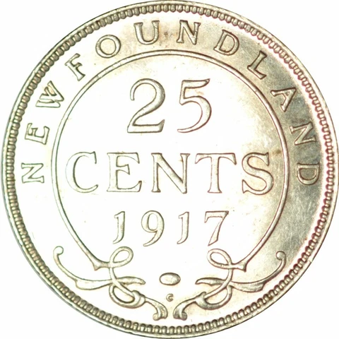 1917-C CANADA NEWFOUNDLAND SILVER TWENTY FIVE CENTS CH/GEM BU!! -d402ucqth Cover