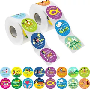 1200 Bible Verse Stickers - 16 Designs, 1.5" Diameter Each - Picture 1 of 2