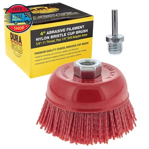 4" Abrasive Filament Nylon Bristle Cup Brush - Coarse Sanding Scuffin - Picture 1 of 12