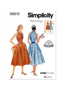 DRESS SEWING PATTERN Simplicity 9913 16-24 Women Retro Vint Sleeveless Collar . - Picture 1 of 5