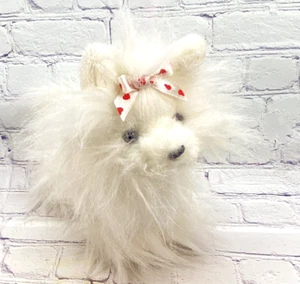 Ganz Webkinz White Pink Fluffy Yorkie Puppy Dog Stuffed Animal Plush Toy NO CODE - Picture 1 of 11