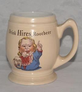 REPRODUCTION HIRES ROOT BEER ADVERTISING POTTERY MUG HIRES CRUSH UGLY BOY - Picture 1 of 3
