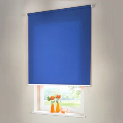 Sichtschutzrollo Mittelzugrollo Springrollo Rollo - Höhe 170 cm mittelblau - Bild 1 von 3
