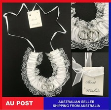 White Lace Wedding Charm Horseshoe Horse Shoe Bridal Lucky  silver Love Heart 