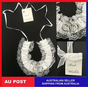 White Lace Wedding Charm Horseshoe Horse Shoe Bridal Lucky silver Love Heart - Picture 1 of 5