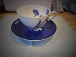 Mikasa True Blue Coffee Cup Saucer Tea Cup White Cup Blue Saucer Portugal New - Picture 1 of 15