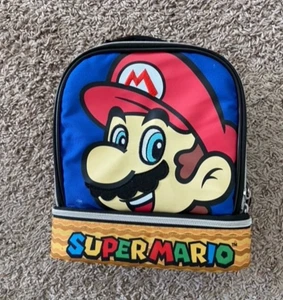 Super Mario Nintendo Insulated 2 Compartment Zippered Lunch Box Bag Kit - Picture 1 of 5