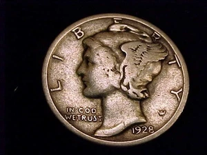 1928-S Mercury Dime, Very Good Grade. - Picture 1 of 2
