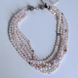 Cinthya Griffis mehrstrangige rosa Süßwasserperlen Halskette Sterling Neu mit Etikett 16" Neu - Bild 1 von 6