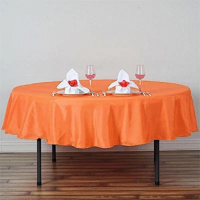 ORANGE 90" ROUND POLYESTER TABLECLOTH Wedding Party Reception Decorations Dinner - Image 1 of 4