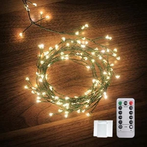 6Feet 120 LED Starry Lights, Battery Operated Waterproof Dark Green Copper Wire  - Picture 1 of 12