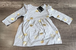 Okie Dokie Little Girls Gray Dress With Stars Size 12M - Picture 1 of 5