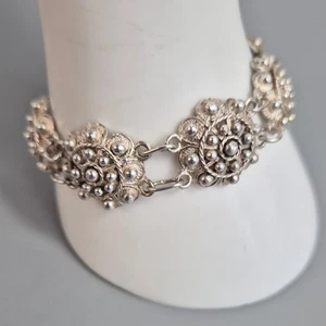 Vintage Filigran 925 Sterling Silber Armband verziertes Medaillon Schild Form - Bild 1 von 4