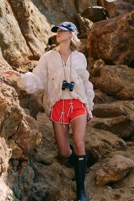 Free People Movement Happy Camper Pullover Jacket  Zip Ivory Bleached Clay L NWT - Image 1 of 4