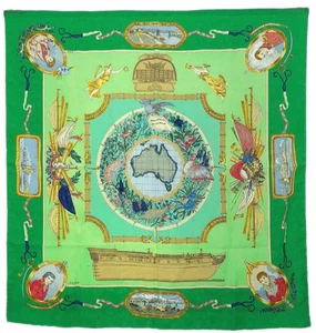 Sciarpa HERMES LE GEOGRAPHE Carre 90 seta 100% verde con etichette senza scatola usata. - Foto 1 di 9