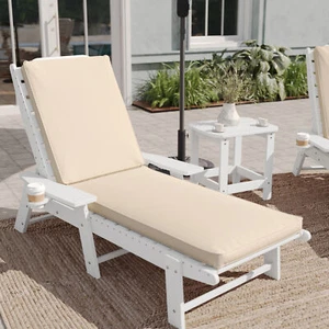 Cojín Kavala Beige Exterior Resistente al Agua Chaise Lounge Patio - Imagen 1 de 19