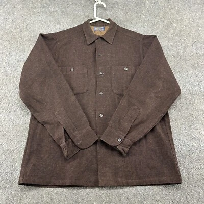 VINTAGE Pendleton Shirt Mens M Brown Button Up Wool Board Loop Collar Solid 60s - Image 1 of 4
