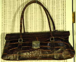 Bolso de mano vintage marrón cocodrilo patrón cocodrilo bolso de mano bolso de mano - Imagen 1 de 4