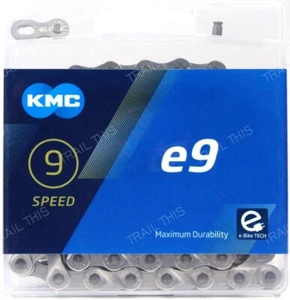 KMC e9 Silver 9-Speed 136L eBike Chain fits Bosch Bafang Lekkie 9-Speed e-Bikes - Picture 1 of 3