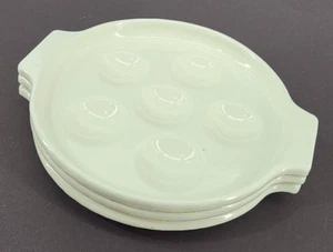 Vintage Enamelware Escargot Snail Plate Dish Pan Tray White - Set of 3 - Picture 1 of 6