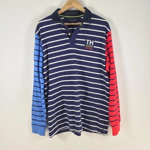 Tommy hilfiger sailing rugby polo shirt size L mens colourblock striped 085674 - Picture 1 of 8