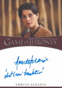 Game of Thrones Iron Anniversary INSCRIPTION Autograph Amrita Acharia "dathra...