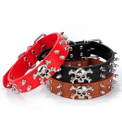 Big Dog Collar Heavy Duty Studded ~ Spiked Rivet Leather Pitbull Mastiff 16"-20" - Image 1 of 4