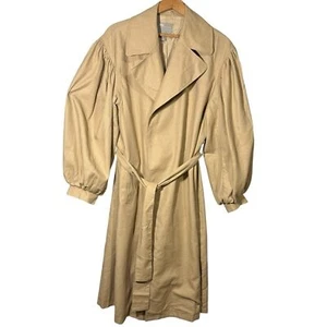 ASOS DESIGN | Womens Stone Beige Extreme Sleeve Cotton Belted Trench Coat size 6 - Picture 1 of 13
