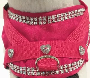 Softgeschirr  Brustgeschirr Hundegeschirr  Chihuahua XS-M Welpen rot Glitzer - Imagen 1 de 5
