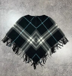 Burberry London Nova Check Poncho Womens Cape Coat Wool One Size - Picture 1 of 15