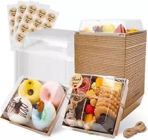 Charcuterie Boxes with Clear Lids Mini Bakery Boxes Disposable Treat Boxes to Go - Picture 1 of 7