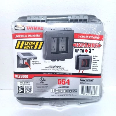 Cubierta TayMac ML2500G 2 velocidades gris cuadrada horizontal/vertical en uso-exterior-GFCI Foto 1 de 4