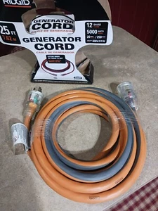 NEW-Ridgid 25-foot 12-gauge 12/4 20-amp Generator Power Cord - Picture 1 of 10