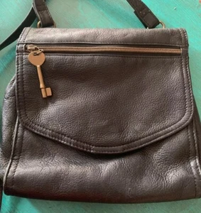 Fossil Black Pebbled Leather Crossbody Bag - Picture 1 of 5