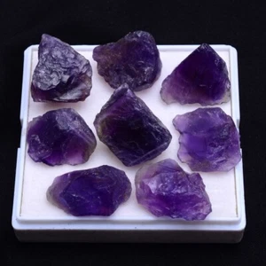 8 Pcs Natural Amethyst Rough 19mm-23mm Hi-Grade Rich Purple Loose Gemstones Lot - Picture 1 of 9