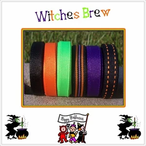30 yds 3/8" Loopy Bows Spooky Witches Brew Halloween Grosgrain Ribbon 4 Hairbow  - Picture 1 of 1