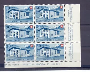 SUIZA 1946 30c+10c FETE MNH PLACA BLOQUE DE 6 CAT £78 - Imagen 1 de 2