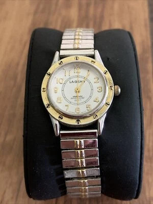 LA GEAR женщины 2 тона из нержавеющей стали эластичной группы кварцевые часы новый аккумулятор - Изображение 1 из 4