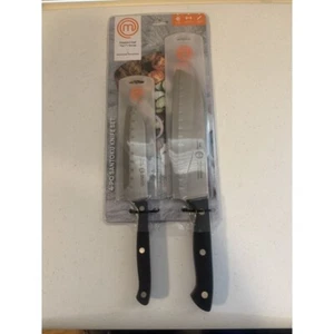 MasterChef 2Pc. Santoku Knife Set 5" &7" Full-Tang Stainless Steel w/ Cover NEW - Picture 1 of 10