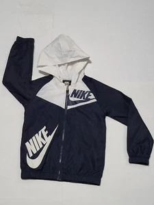 (#30) Nike Boys Large Black & White Size Kid's (5-6) Full Zip Hooded Jacket - Picture 1 of 4