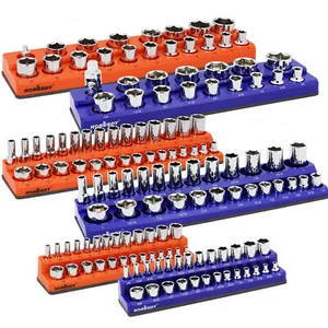 6pc Magnetic Socket Organizer Storage Holder 1/4" 3/8" 1/2" Drive SAE Metric - Picture 1 of 14