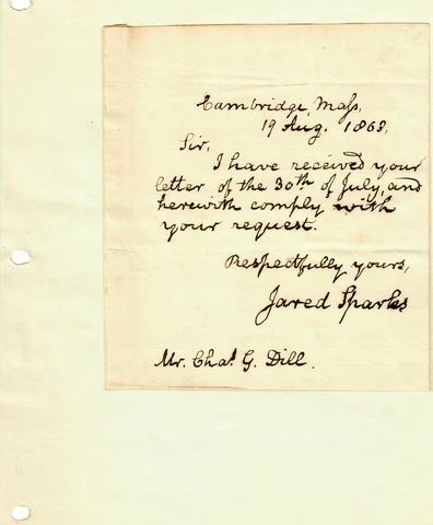 RARE! “Harvard University“ Jared Sparks Signed ALS Dated 1868 Todd Mueller COA Cover