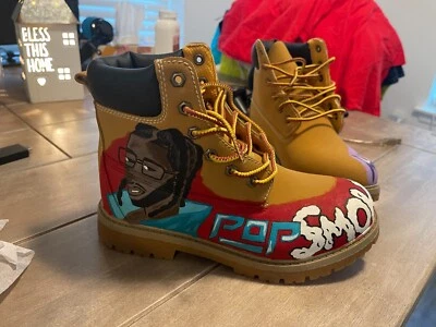 PERSONALIZADAS, "Pop Smoke" 6 pulgadas, botas de nobuck de trigo, talla US 8  Foto 1 de 3