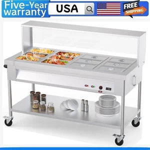 ⭐96QT Commercial Food Warmer 12x8QT Electric Steam Table 12-Pans 1500W Stainless - Picture 1 of 8