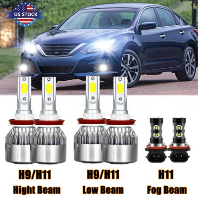 For 2007-2018 Nissan Altima Combo LED Headlight + Fog light bulbs Kit 6000k - Image 1 of 4