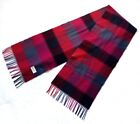 100% Cashmere Scarf Plaid Fringed Made In England Blue Red Green Black