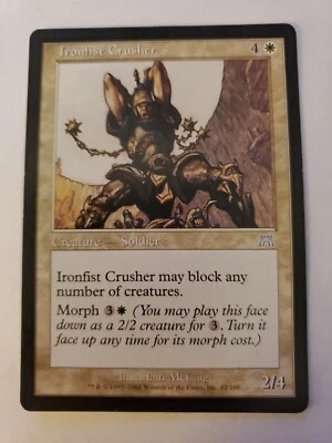 MTG Magic The Gathering Card Ironfist Crusher Creature Soldier White Onslaught  - Image 1 of 2