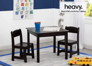 Kids Wood Square Table & 2 Chairs Set Ideal for Arts Crafts Snack Time Homework - Picture 1 of 5